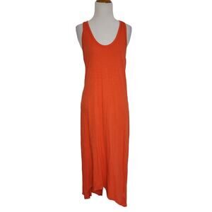 Sundry Racerback Maxi Dress U Neck Orange Burnout High Low Women 3 Large